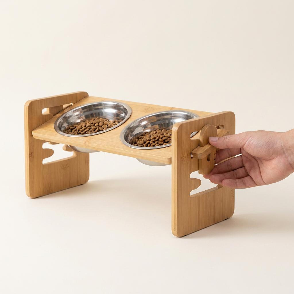 adjustable height raised bowl stand for dogs, scale photo