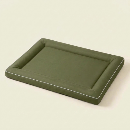 Olive green chew-proof waterproof crate mat for large dogs, studio photo